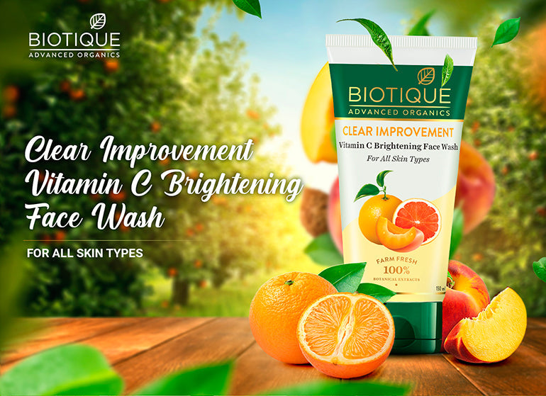 Biotique Advanced Organics Clear Improvement Vitamin C Brightening Face Wash, 150ml - Image 3 - Buy from Indicrest