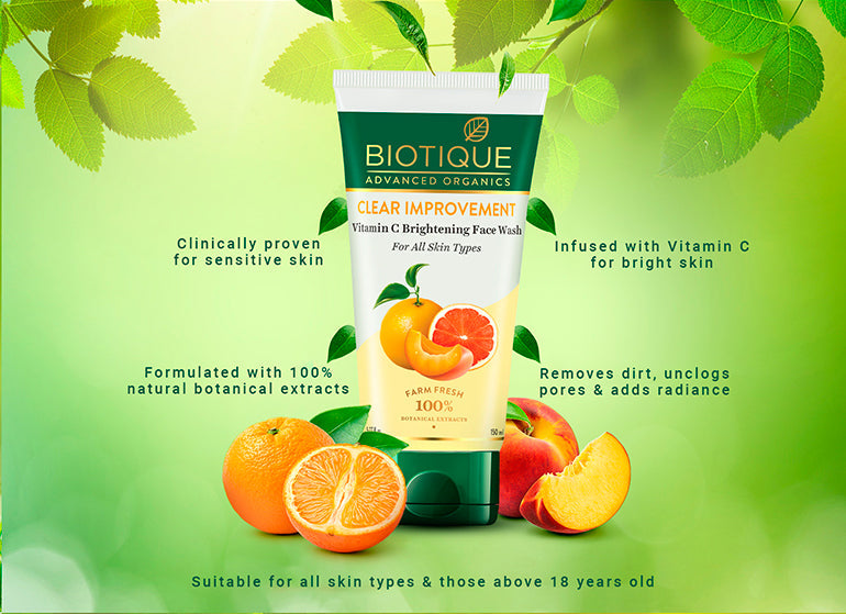 Biotique Advanced Organics Clear Improvement Vitamin C Brightening Face Wash, 150ml - Image 4 - Buy from Indicrest