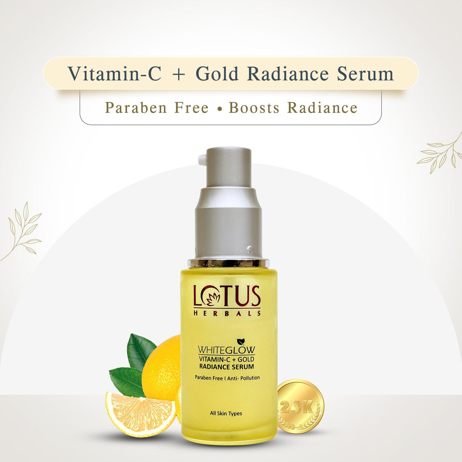 Lotus Herbals WhiteGlow Vitamin-C + Gold Radiance Regime, Facewash 100g + Creme 50g + Serum 30ml
