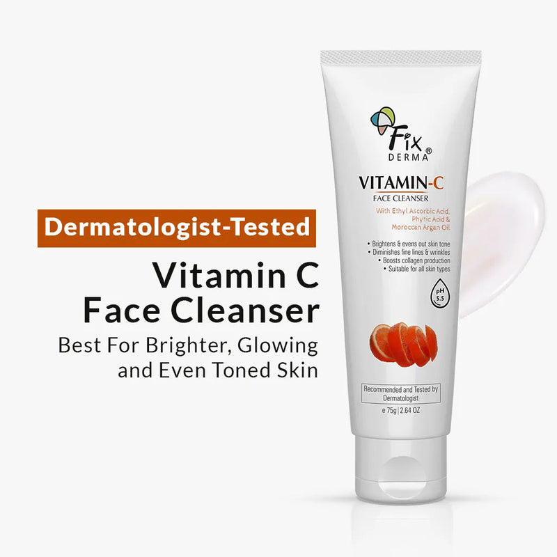 Fixderma Vitamin C Face Wash for oily skin | Gentle cleansing formula to Brighten and Even Out Skin Tone, 75g - Buy from Indicrest