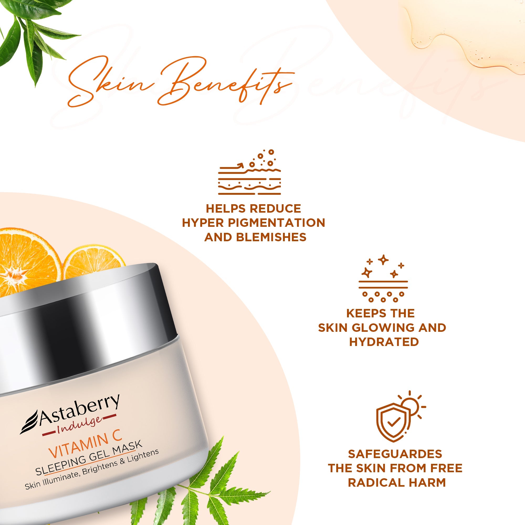 Astaberry Vitamin C Sleeping Gel Mask For soft and healthy Skin - 50ml - Image 7 - Buy from Indicrest
