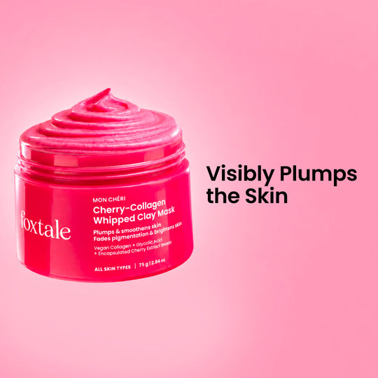 Foxtale Cherry-Collagen Clay Mask Boosts collagen for plump, hydrated & firm skin | 75g - Buy from Indicrest