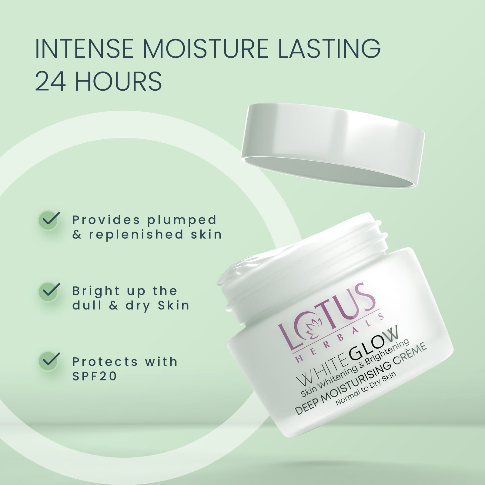 Lotus Herbals WhiteGlow Skin Brightening Deep Moisturising Cream SPF 20 PA+++, 60g