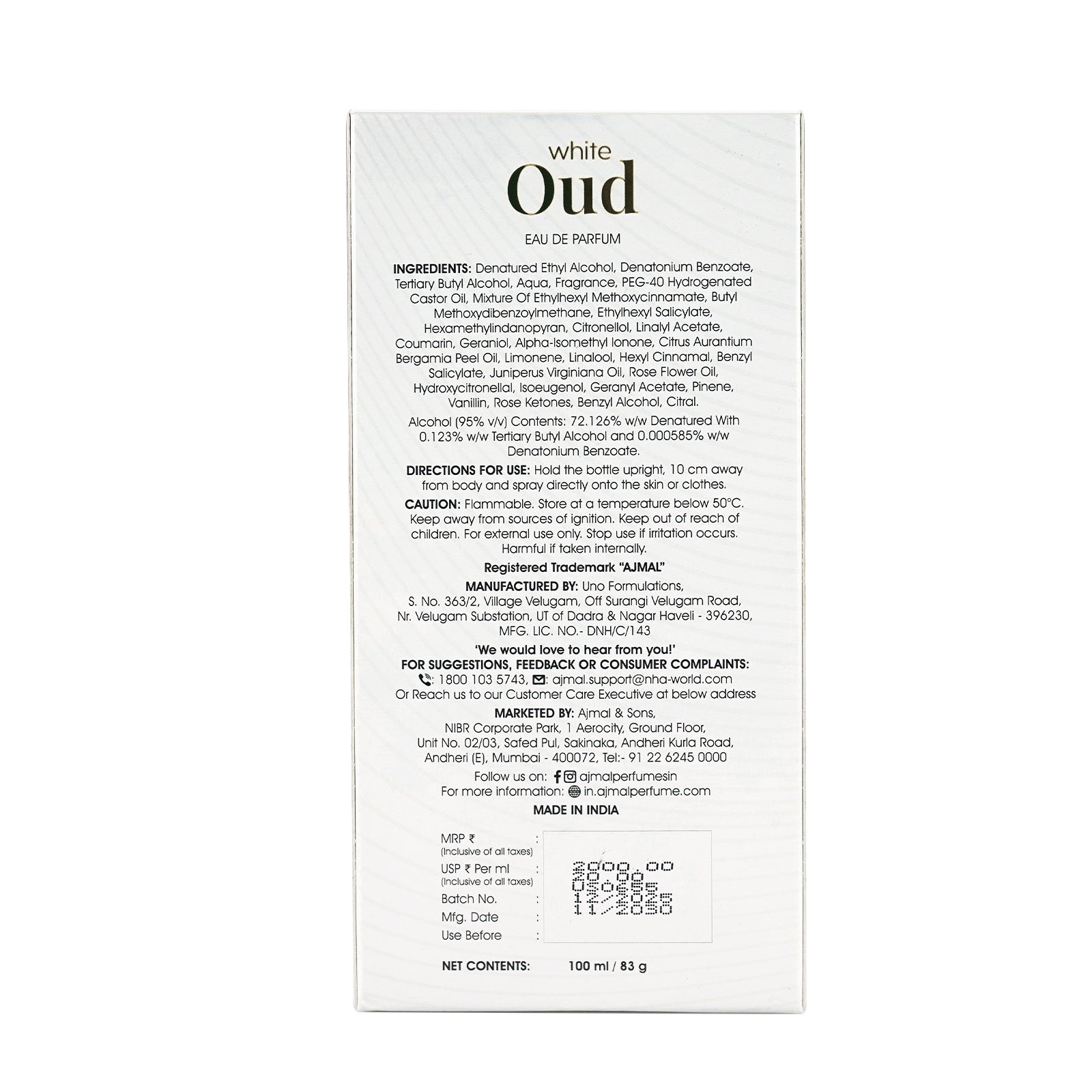 White Oud Perfume 100 ML for Men and Women - Image 7 - Buy from Indicrest