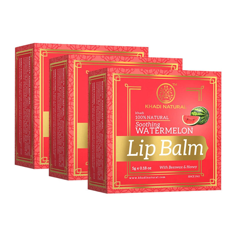 Khadi Natural Watermelon Lip Balm - With Beeswax & Honey Combo Pack Of 3 - 5g Each - Buy from Indicrest
