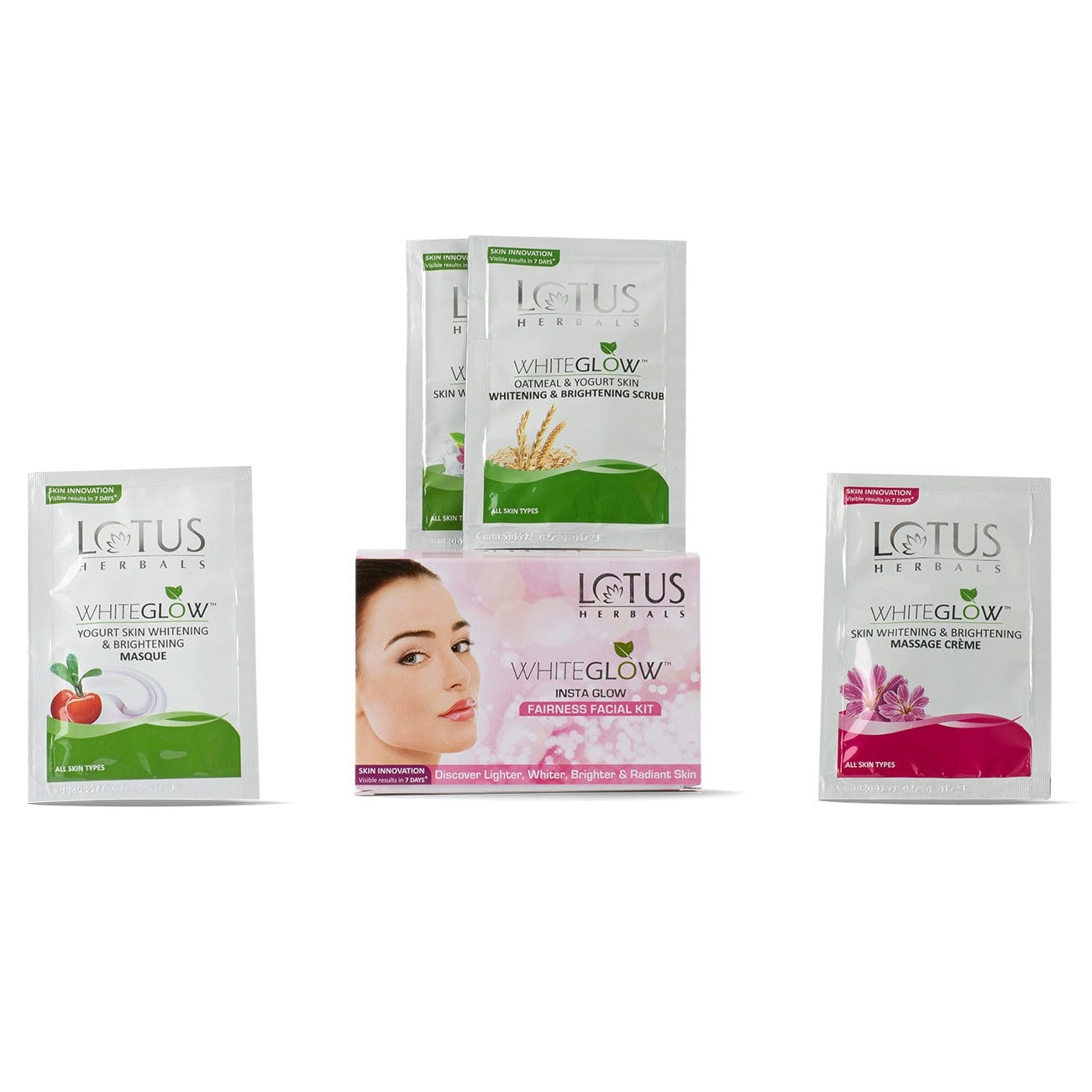 Lotus Herbals WhiteGlow InstaGlow Brightening Facial Kit (Pack of 2), 2N X 40g