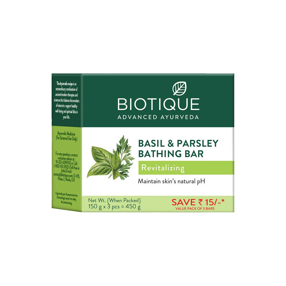 Biotique Basil & Parsley Revitalizing Bathing Bar, 75g - Image 6 - Buy from Indicrest