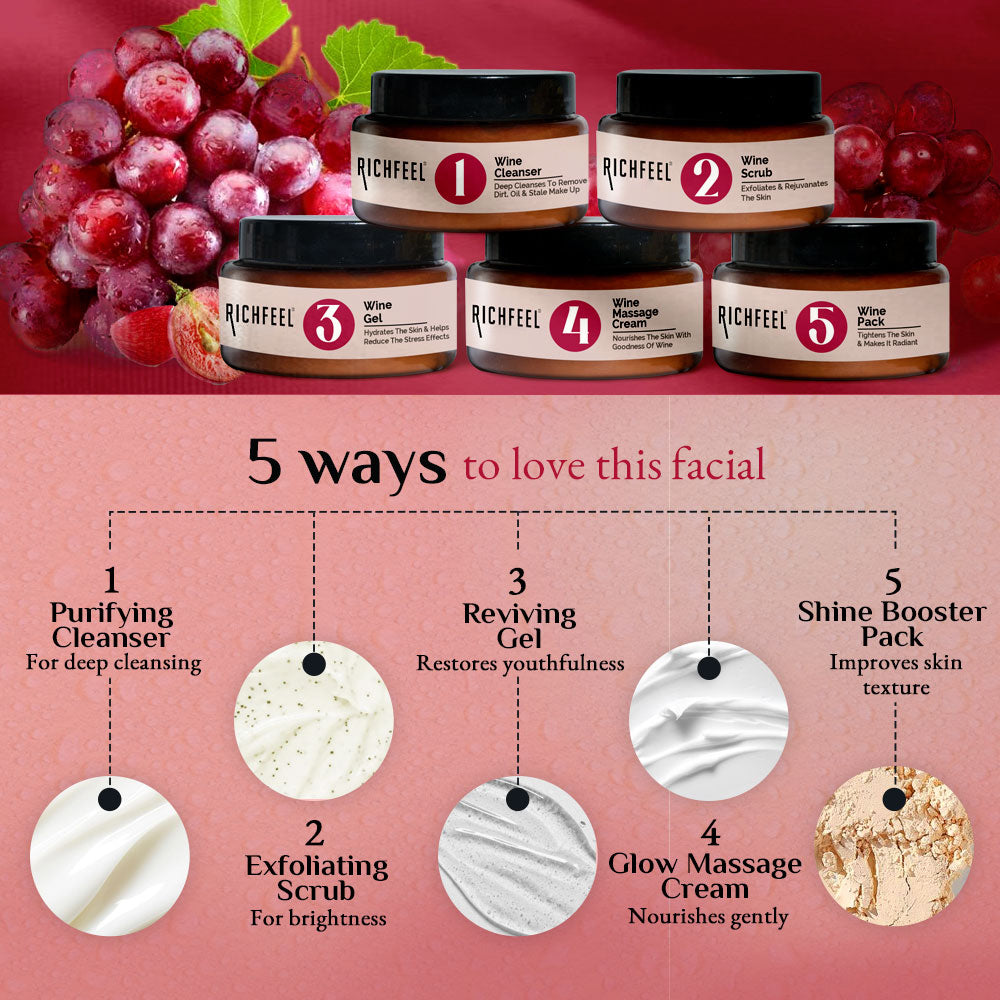 Richfeell Wine Facial Kit 250 gm - Image 3 - Buy from Indicrest