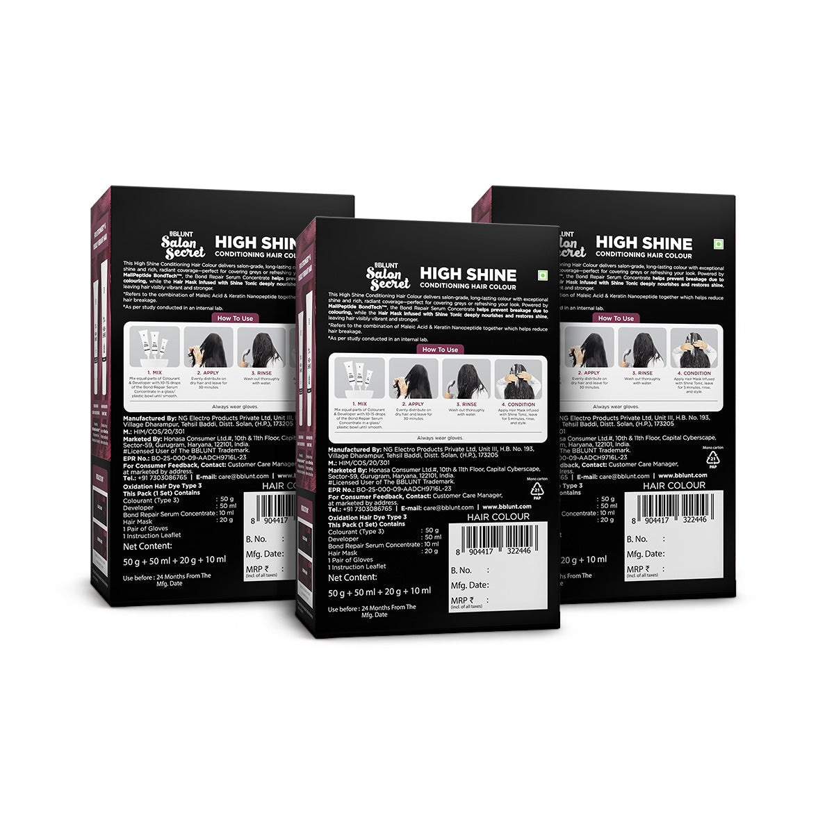 Bblunt High Shine Conditioning Hair Colour Pack of 3, Wine Deep Burgundy Shade 4.20 Pack of 3 - Image 13 - Buy from Indicrest