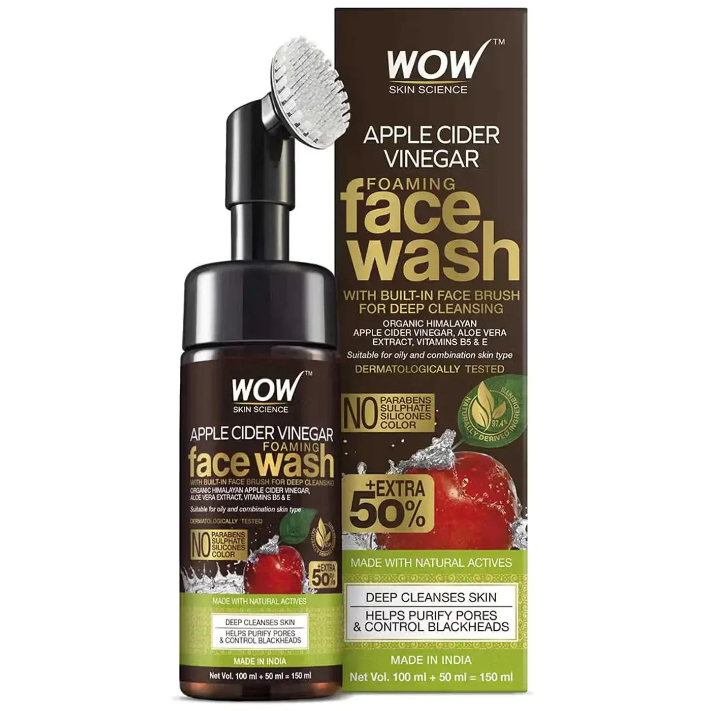 Wow Apple Cider Vinegar Face Wash, 100ml - Indicrest