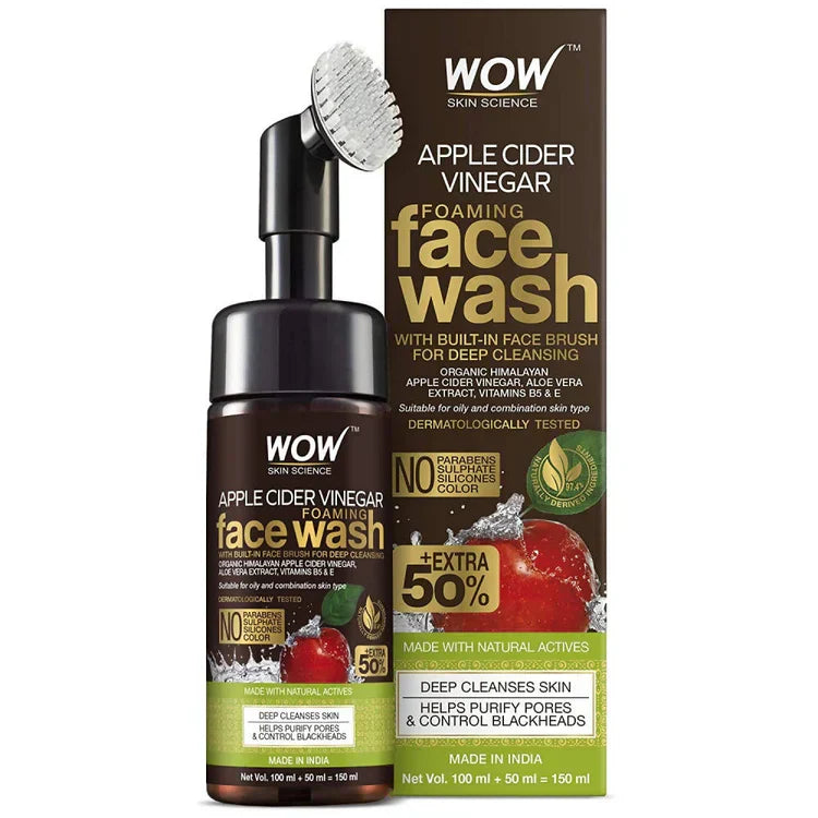 Wow Apple Cider Vinegar Foaming Face Wash, 150ml - Indicrest Buy at Indicrest