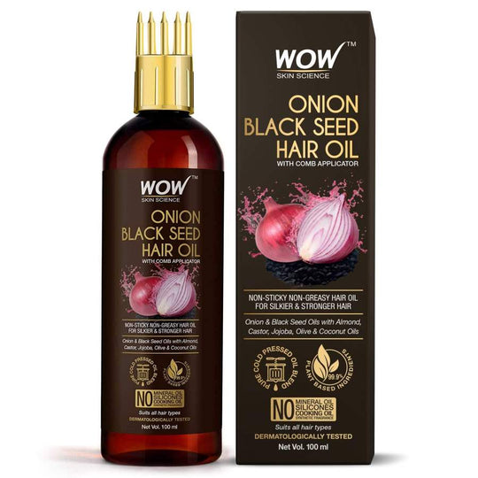Wow Red Onion Black Seed Hair Oil with Comb Applicator, 200ml - Indicrest Buy at Indicrest
