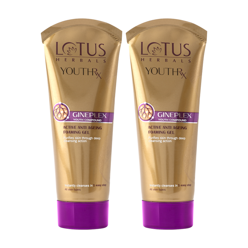 Lotus Herbals YouthRx Active Anti Ageing Foaming Gel, 2 X 100g