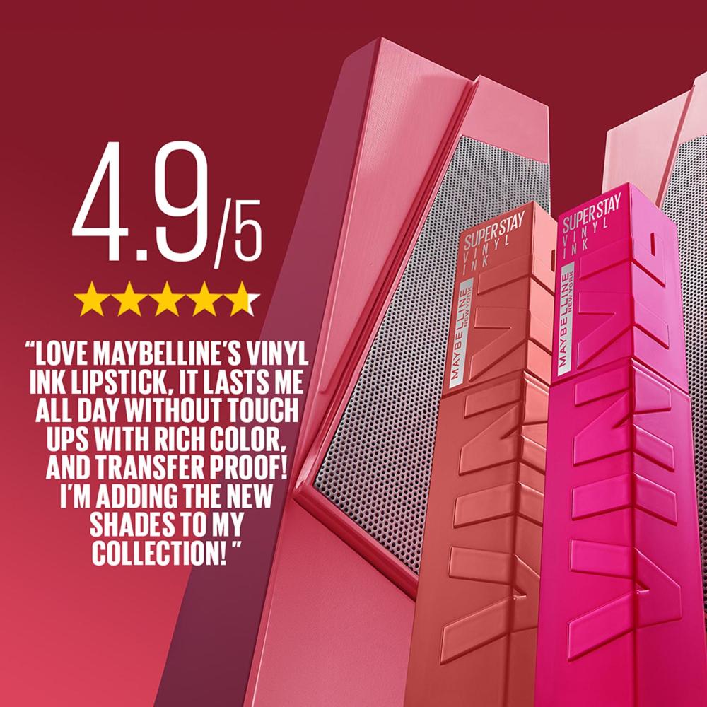 Maybelline New York Super Stay Vinyl Ink Liquid Lipstick, Instant Shine Lasts Up To 16H - Striking, 4.2ml Buy at Indicrest Image 5