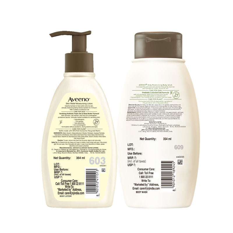 Aveeno Skin Relief Lotion + Daily Moisturizing Wash Combo for Sensitive, Dry, Normal Skin