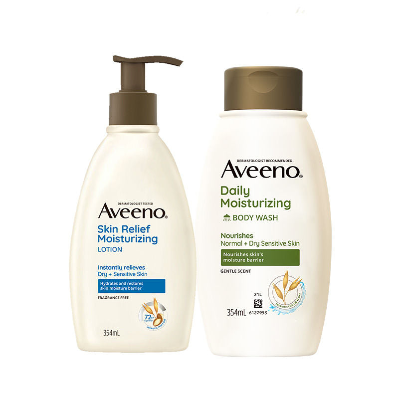 Aveeno Skin Relief Lotion + Daily Moisturizing Wash Combo for Sensitive, Dry, Normal Skin