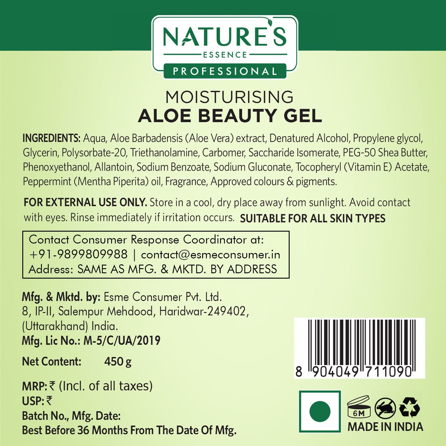 Nature's Essence Moisturising Aloe Beauty Gel, 450g Buy at Indicrest Image 3