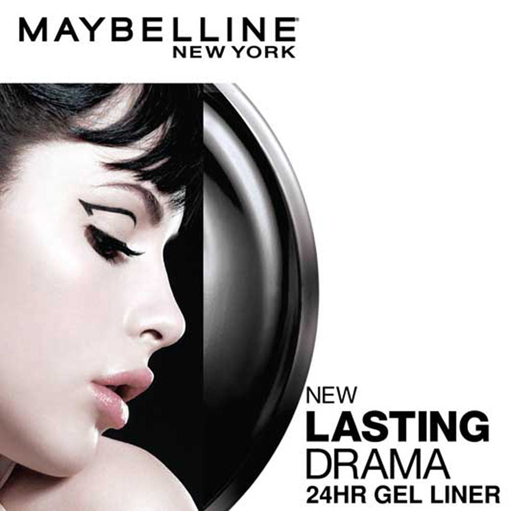 Maybelline New York Lasting Drama Gel Eyeliner With Expert Eyeliner Brush - 01 Black, 2.5g