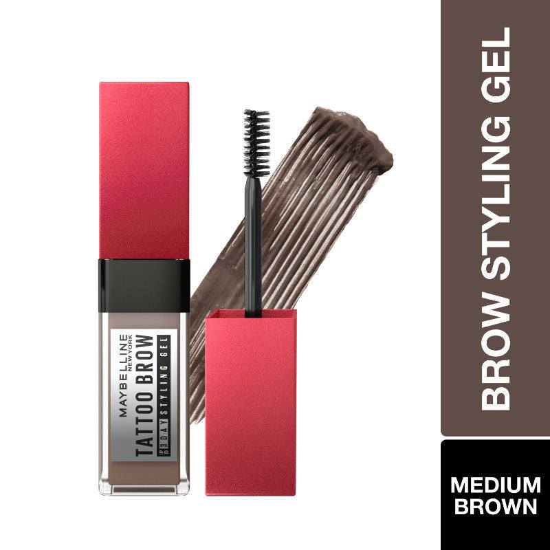 Maybelline New York Tattoo Brow 3-Day Gel, Water & Smudgeproof Lasts Up To 36H - Medium Brown, 6ml Buy at Indicrest