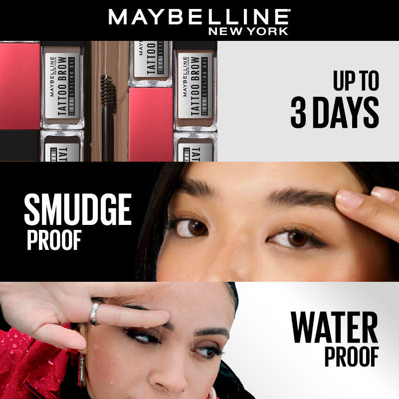 Maybelline New York Tattoo Brow 3-Day Gel, Water & Smudgeproof Lasts Up To 36H - Medium Brown, 6ml Buy at Indicrest Image 6