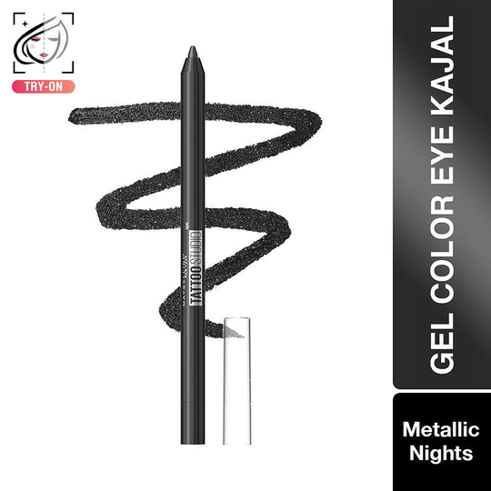 Maybelline New York Tattoo Gel Kajal Color Pencil - Metallic Nights Black,, 1.2g Buy at Indicrest