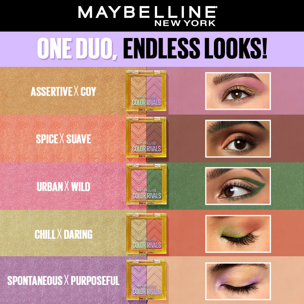 Maybelline New York Color Rivals Longwear Duo Eyeshadow Palette - Assertive X Coy Combo, 3g Buy at Indicrest Image 6
