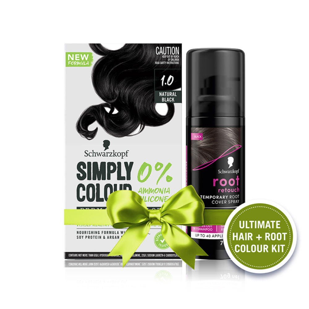 Schwarzkopf Black Hair Color Combo - 1 (Permanent + Touch Up), 2 pieces