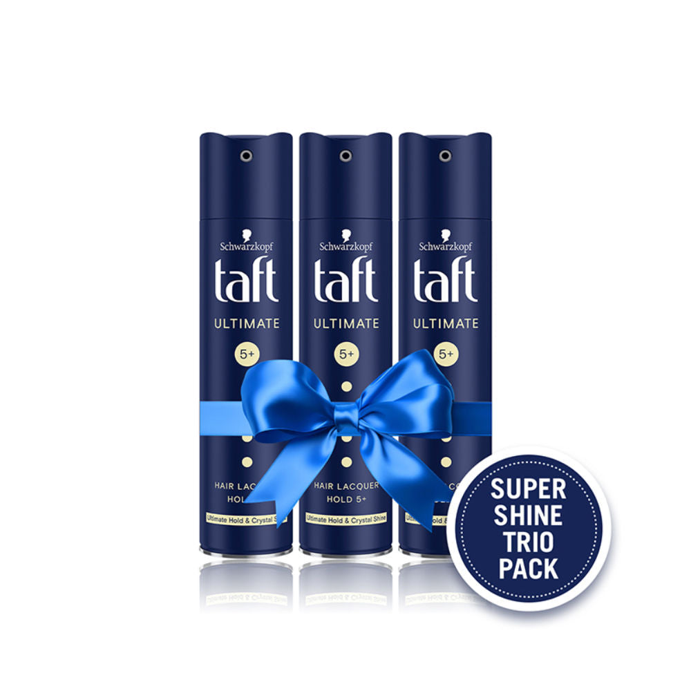 Schwarzkopf Taft Ultimate Hair Lacquer, Luminous Crystal Shine Hold 5+ (Value Pack of 3), 3 pieces