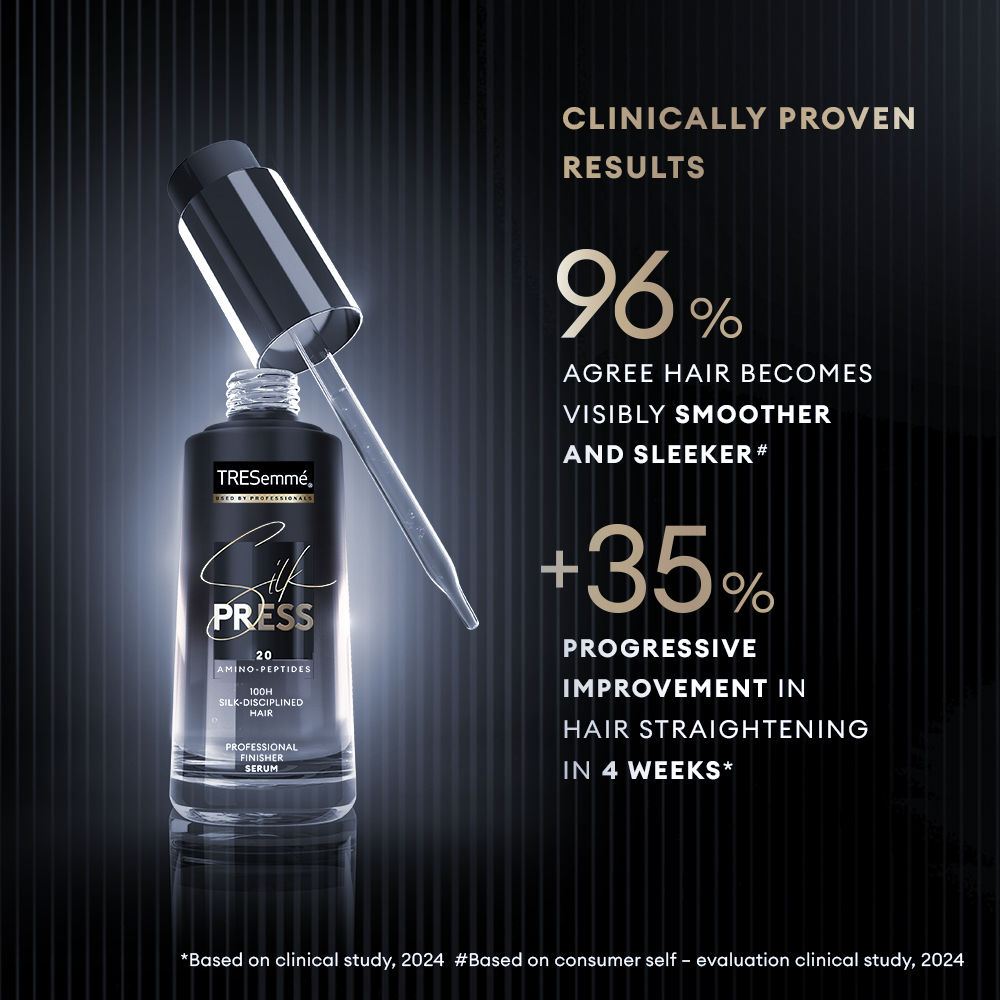TRESemme Silk Press Hair Serum +72 Hr Frizz Control for Smooth, Straight Hair & Shine, 38ml Buy at Indicrest Image 7