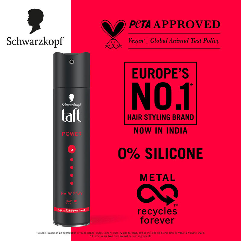 Schwarzkopf TAFT Power Hair Spray With Caffeine Formula For Strengthening Hold 5, Upto 72 Hrs, 250ml Buy at Indicrest Image 10