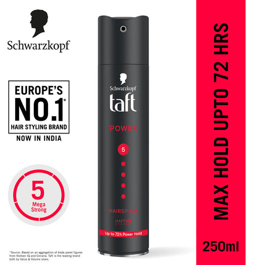 Schwarzkopf TAFT Power Hair Spray With Caffeine Formula For Strengthening Hold 5, Upto 72 Hrs, 250ml Buy at Indicrest