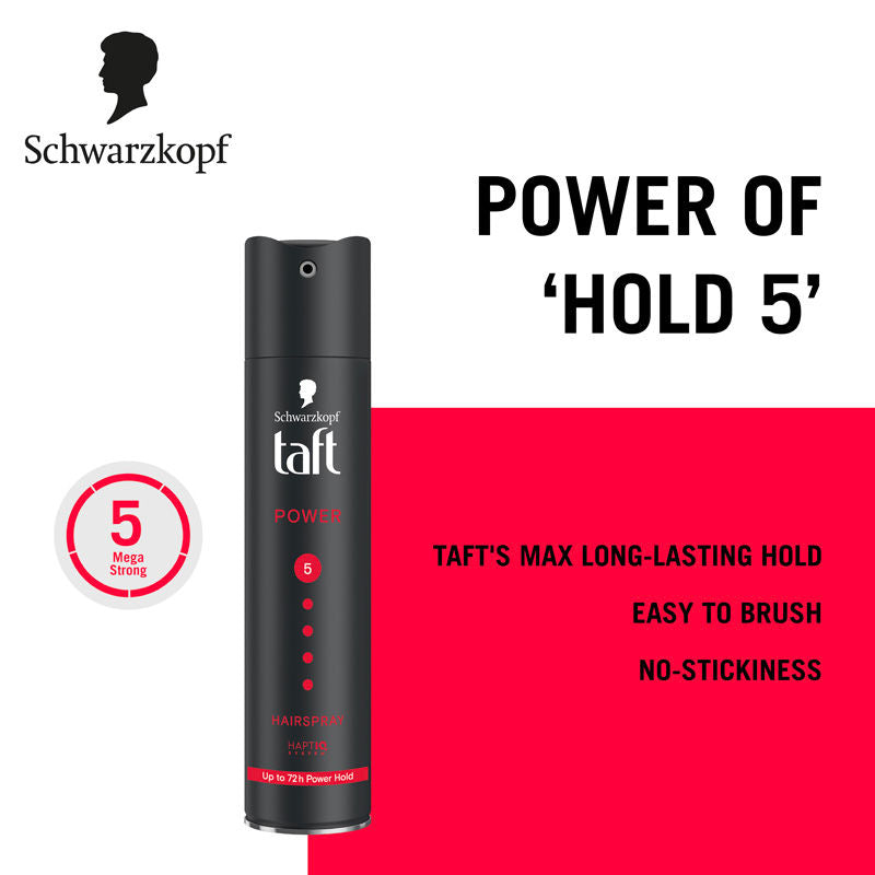 Schwarzkopf TAFT Power Hair Spray With Caffeine Formula For Strengthening Hold 5, Upto 72 Hrs, 250ml Buy at Indicrest Image 4