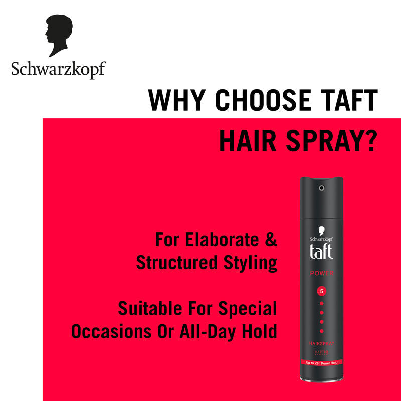 Schwarzkopf TAFT Power Hair Spray With Caffeine Formula For Strengthening Hold 5, Upto 72 Hrs, 250ml Buy at Indicrest Image 7
