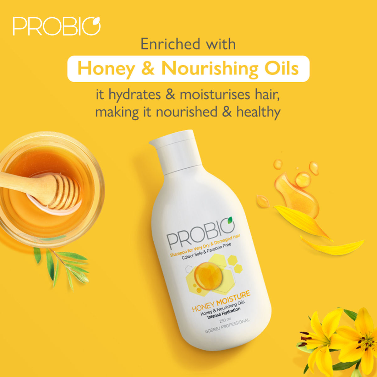 Godrej Professional Probio Honey Moist Shampoo, 250mlx2 Buy at Indicrest Image 3