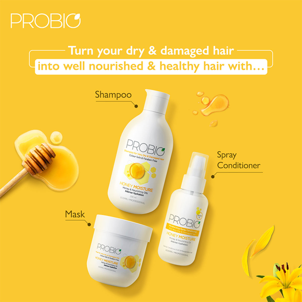 Godrej Professional Probio Honey Moist Shampoo, 250mlx2 Buy at Indicrest Image 5