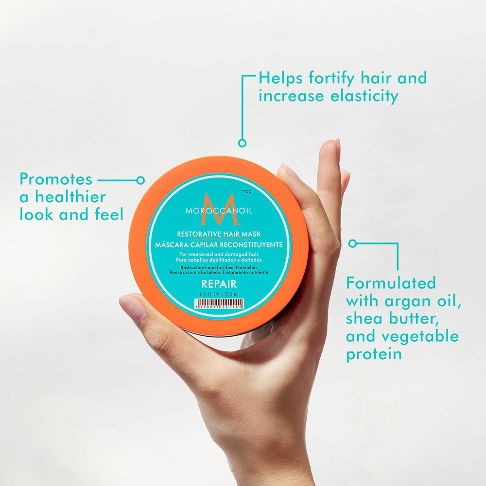 Moroccanoil Restorative Hair Mask | Argan Oil, Shea Butter & Protein | Strengthens Repairs Damaged Hair, 250ml