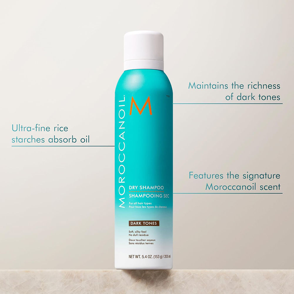 Moroccanoil Dry Shampoo Dark Tones | Argan Oil & Rice Starch | No Residue, Refreshes Brunette Hair, 217ml