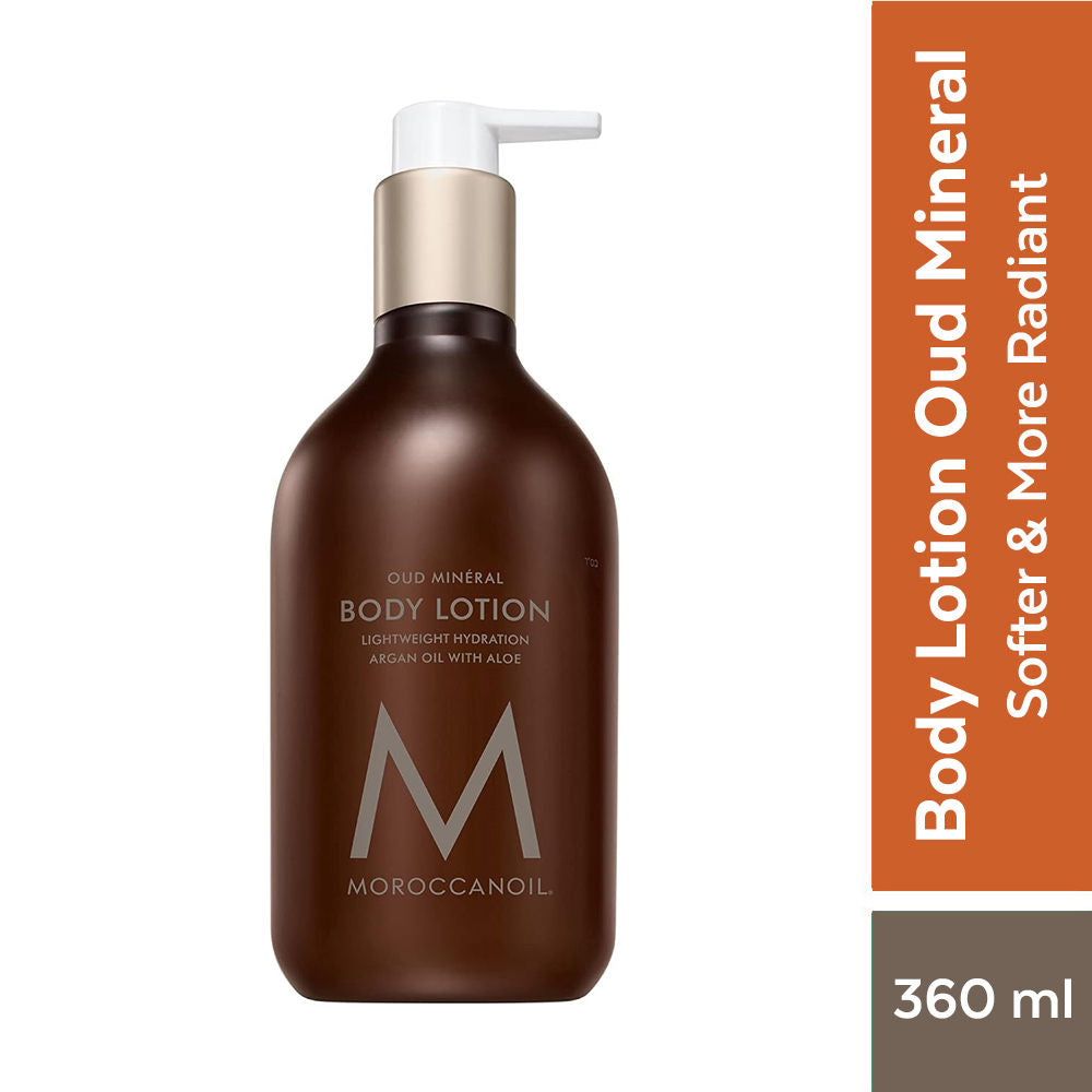 Moroccanoil Body Lotion Oud Mineral | Argan Oil+Aloe | Lightweight Hydration Fast-Absorbing Moisturizer, 360ml, Buy from Indicrest