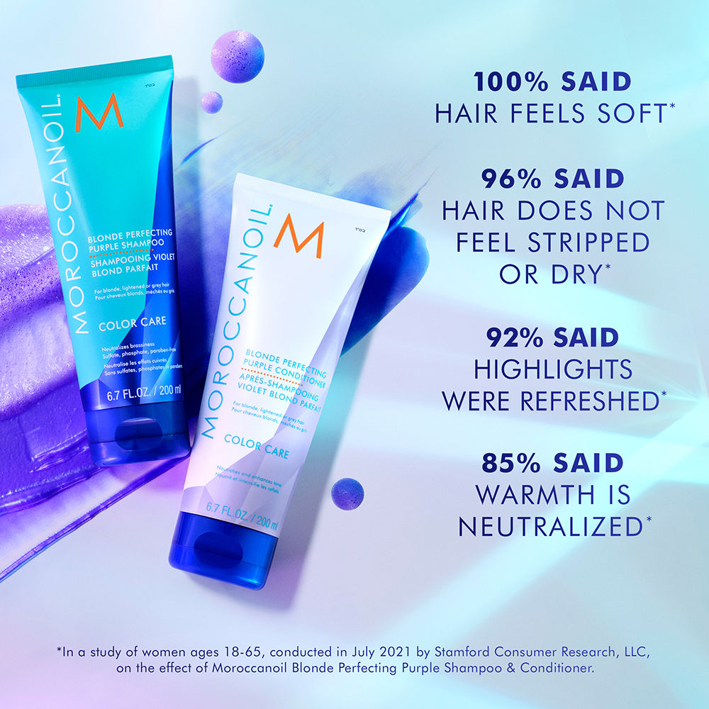 Moroccanoil Blonde Perfecting Purple Shampoo | ArganIDTM | Tones Brass & Brightens Blonde Hair, 200ml
