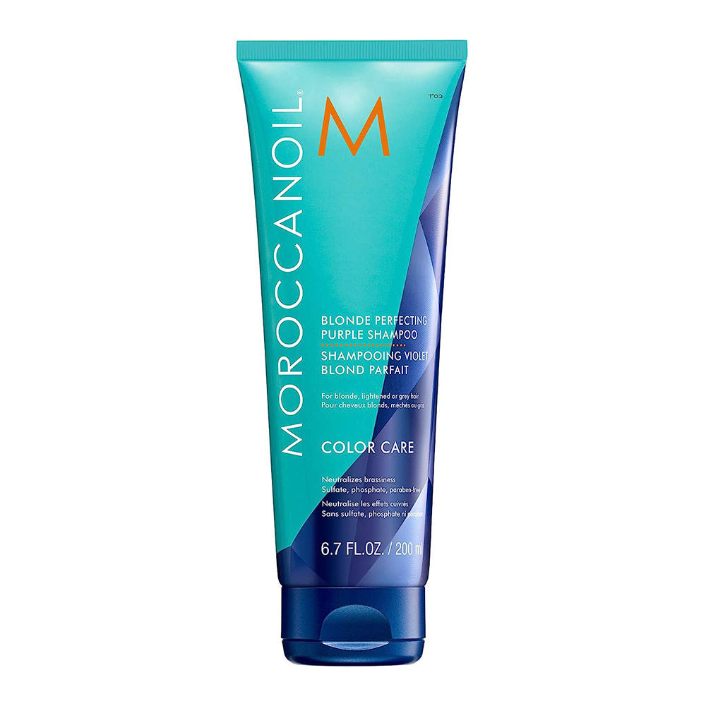 Moroccanoil Blonde Perfecting Purple Shampoo | ArganIDTM | Tones Brass & Brightens Blonde Hair, 200ml