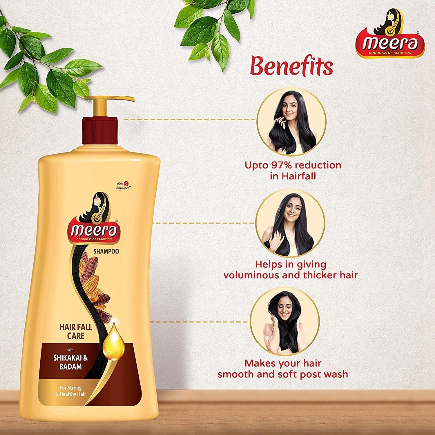 Meera Hairfall Care Shampoo, With Goodness Of Badam and Shikakai, 650ml Buy at Indicrest Image 6
