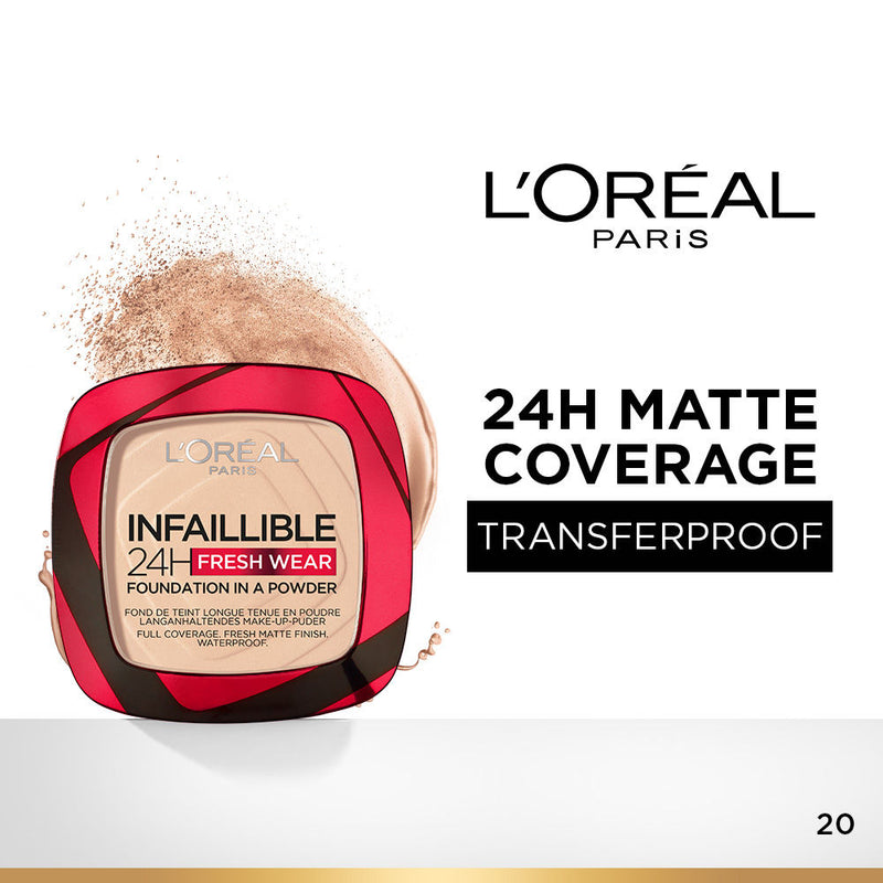 L'Oreal Paris Infallible 24H Fresh Wear Waterproof Powder Foundation - 20, 9g Buy at Indicrest