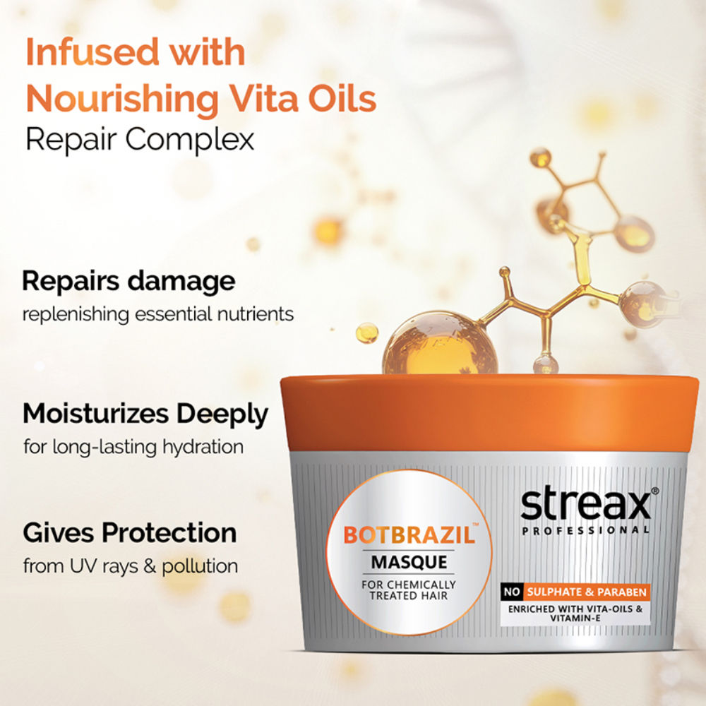 Streax Professional Botbrazil Nourishing Hair Masque, 200g Buy at Indicrest Image 5