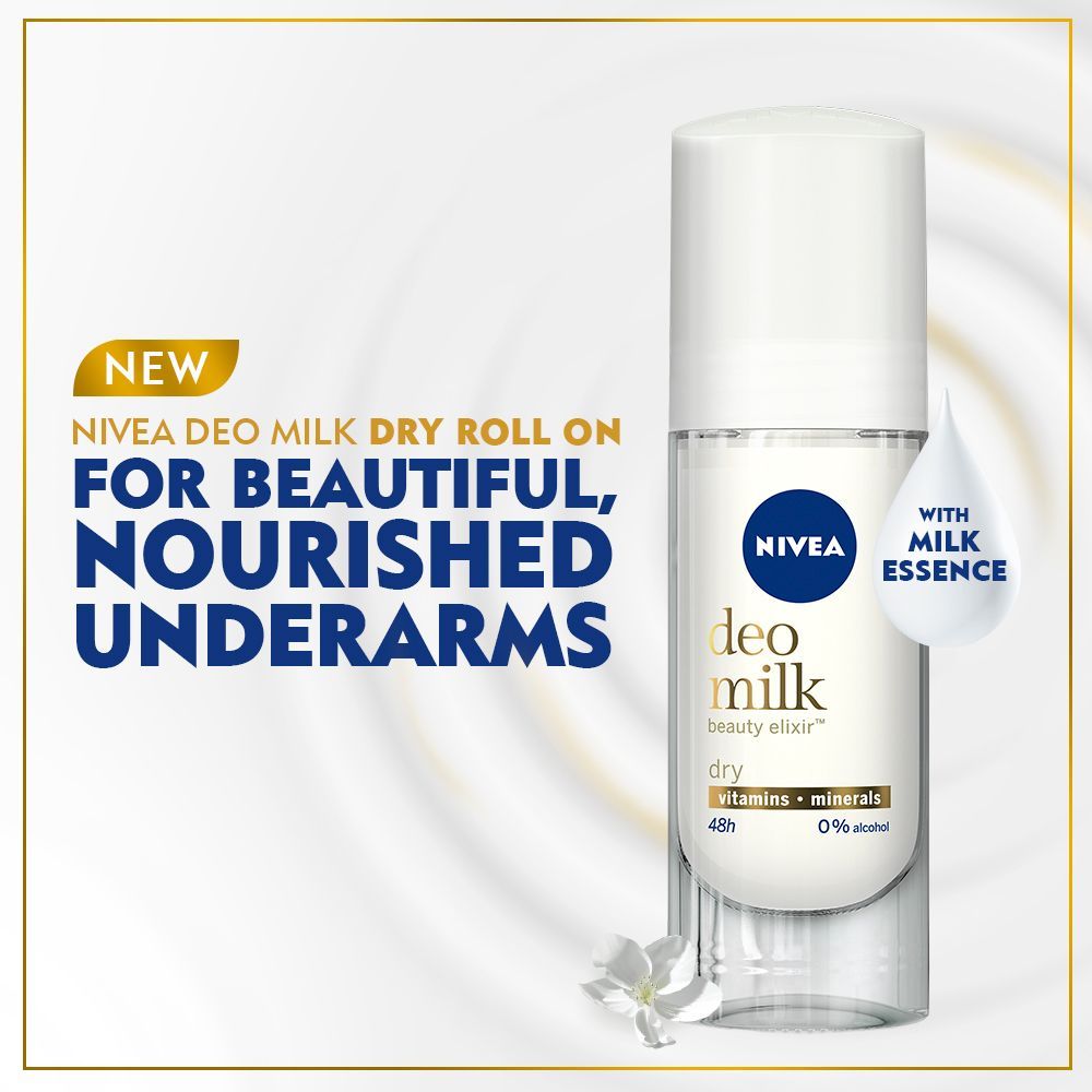 Nivea Women Deodorant Roll On, Deo Milk Dry, for Beautiful, Nourished Underarms, 40ml Buy at Indicrest Image 2