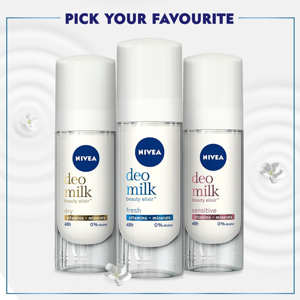 Nivea Women Deodorant Roll On, Deo Milk Dry, for Beautiful, Nourished Underarms, 40ml Buy at Indicrest Image 6