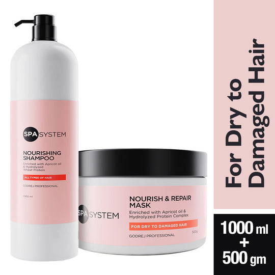 Godrej Professional SPA System Nourishing Shampoo, 1000ml & Repair Mask, 500ml Combo, 2 pieces Buy at Indicrest