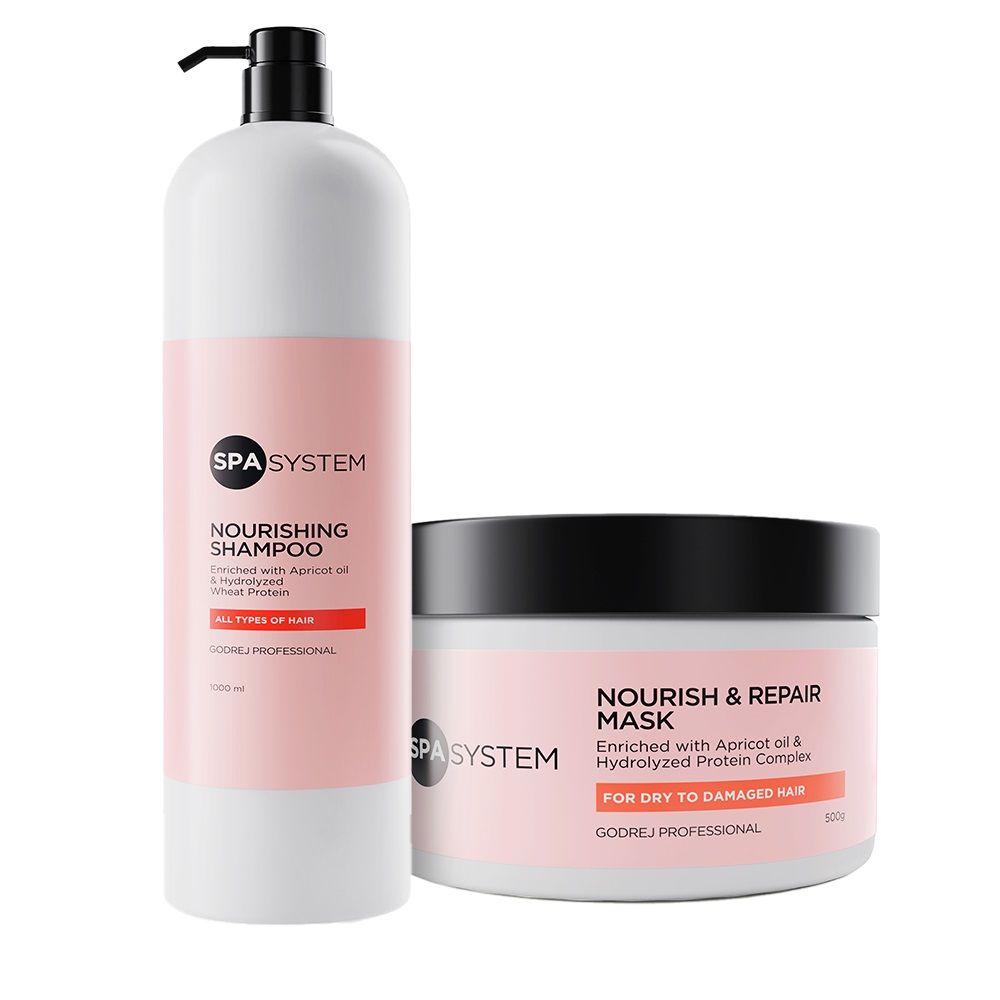Godrej Professional SPA System Nourishing Shampoo, 1000ml & Repair Mask, 500ml Combo, 2 pieces Buy at Indicrest Image 8