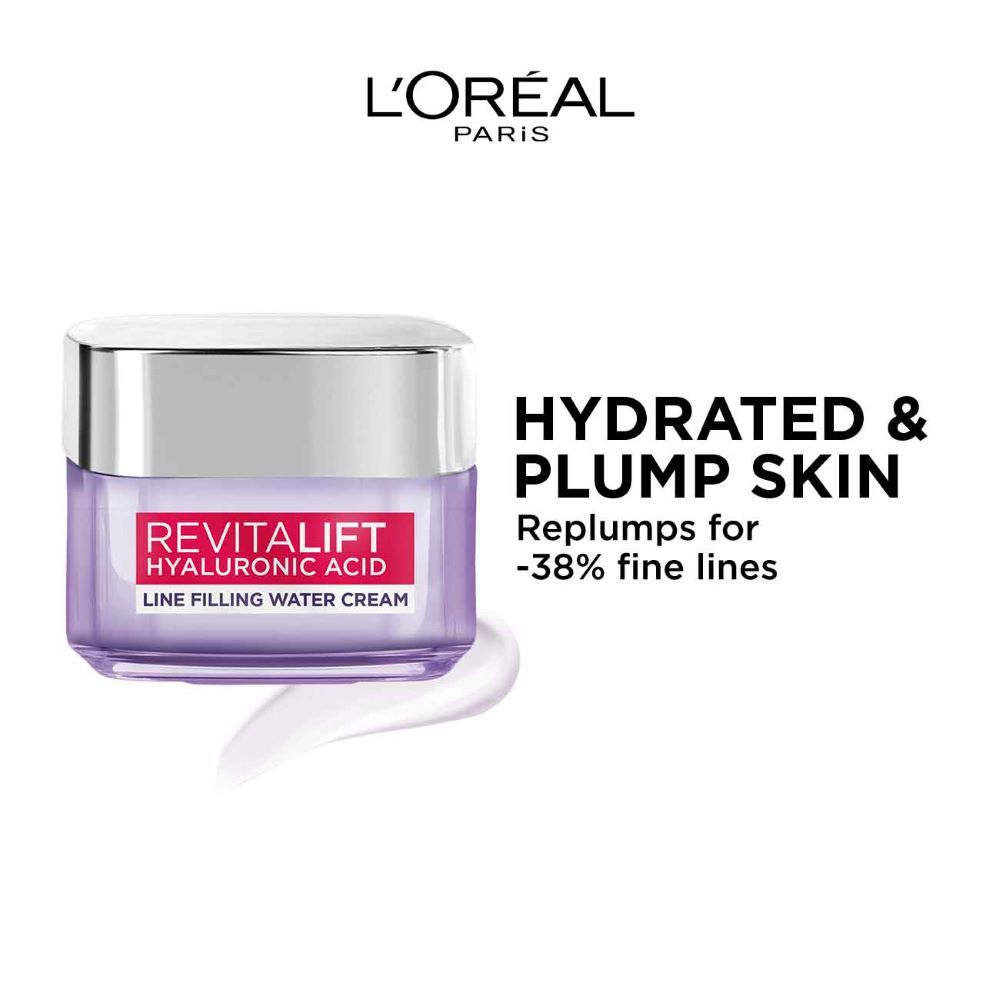 L'Oreal Paris Revitalift Hyaluronic Acid Line Filling Water Cream With Ceramides For Hydration & Barrier Repair, 50ml Buy at Indicrest