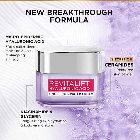 L'Oreal Paris Revitalift Hyaluronic Acid Line Filling Water Cream With Ceramides For Hydration & Barrier Repair, 50ml Buy at Indicrest Image 4