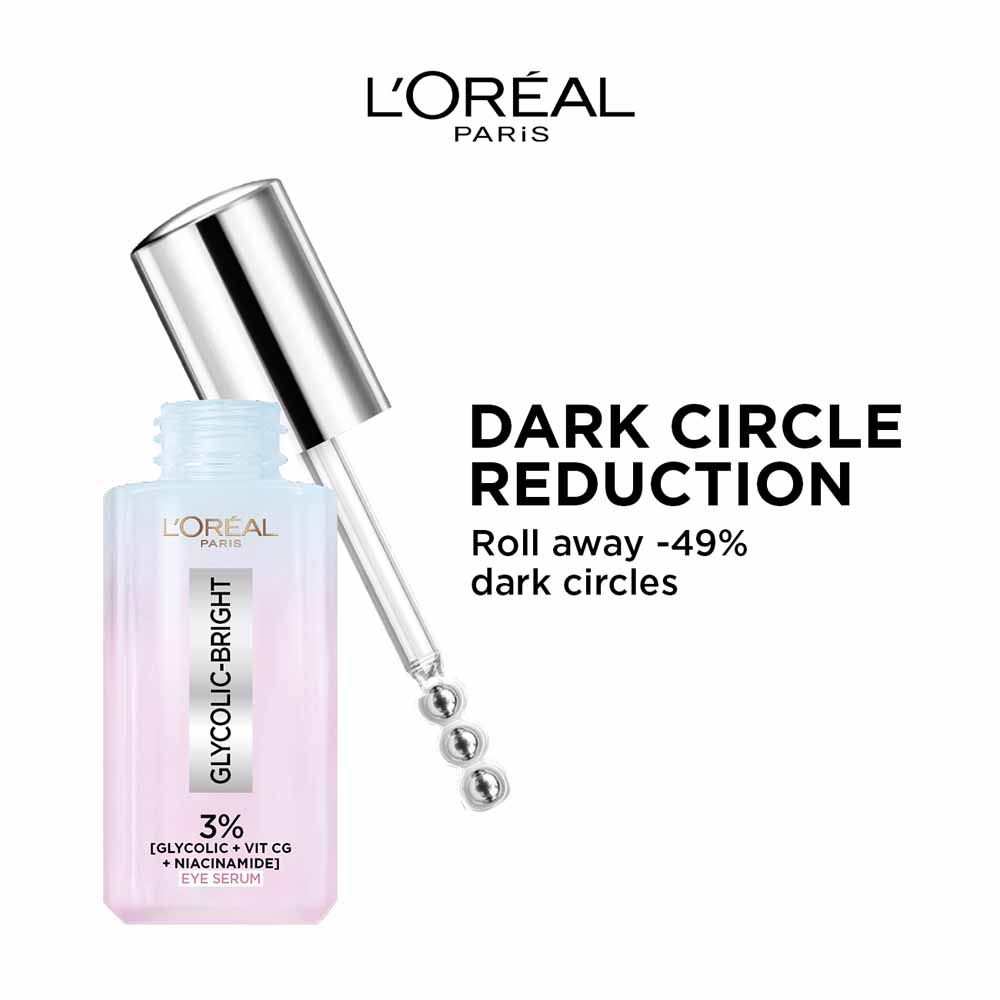 L'Oreal Paris Glycolic Bright Dark Circle Eye Serum With 3% Glycolic + Niacinamide + Vitamin C, 20ml Buy at Indicrest